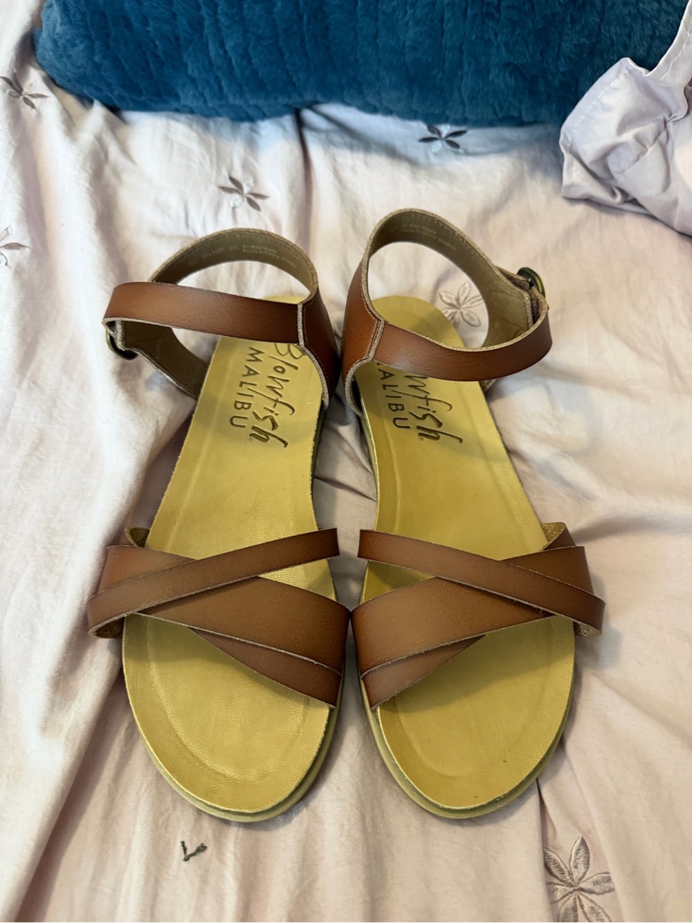 Malibu Blowfish Tan Crisscross Ankle-Strap Sandals - Picture 5 of 10